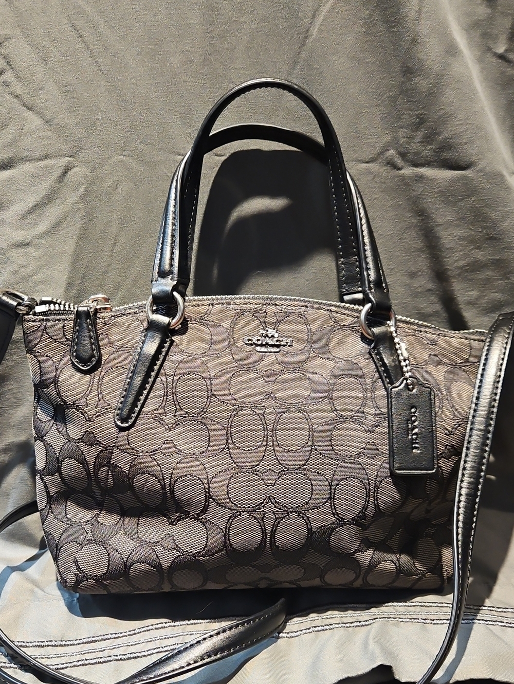 Coach Signature Small Satchel in Black/Charcoal